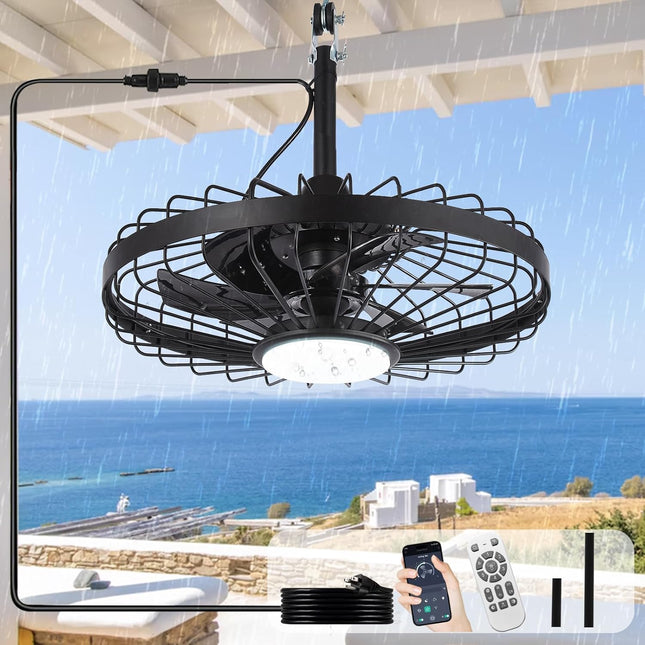 Depuley Outdoor Ceiling Fan with Light: 20 Inch Waterproof Gazebo Fans with Ligh