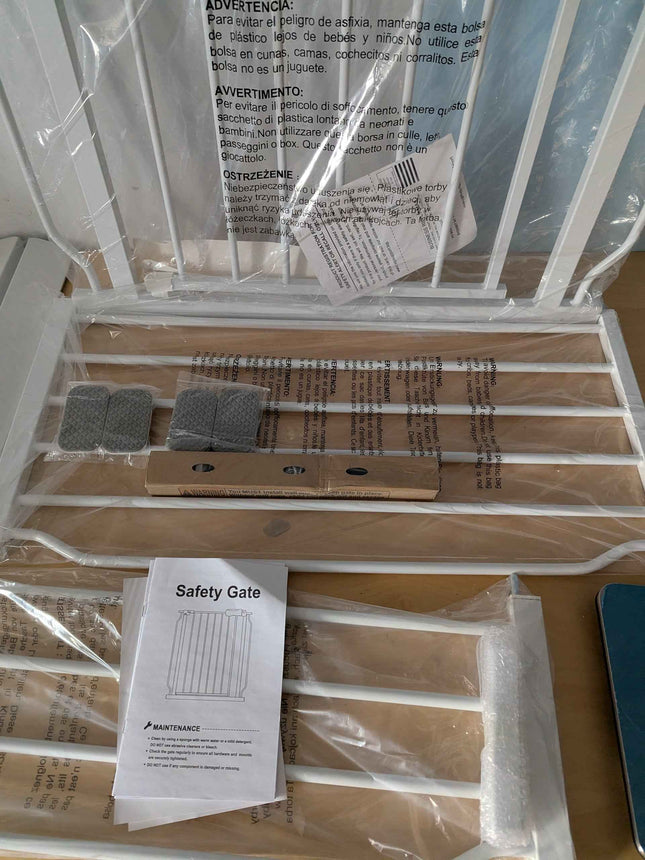 ALLAIBB 53 54 55 56 57 Inch Baby Gate Extra Wide Pressure Mount 52.76-57.48in Walk Through Auto Close White Metal Child Dog Pet Safety Gates for Stairs,Doorways,Kitchen and Living Room https://a.co/d/0gIuNv8Q