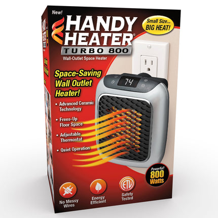 Handy Heater Turbo 800 Plug-In Electric Wall Outlet Space Heater with Adjustable