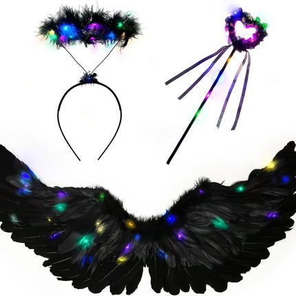 Goenb Light up Angel Wings, Angel Costume for Woman Adults Girls Kids Angel Wing