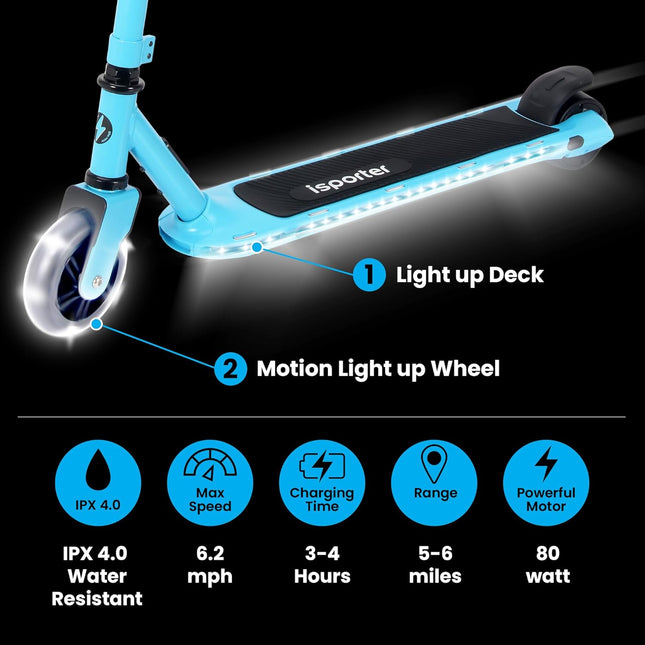 AERO iSporter Kids Electric Scooter for Boys and Girls Ages 6-12 or 8-12, with H