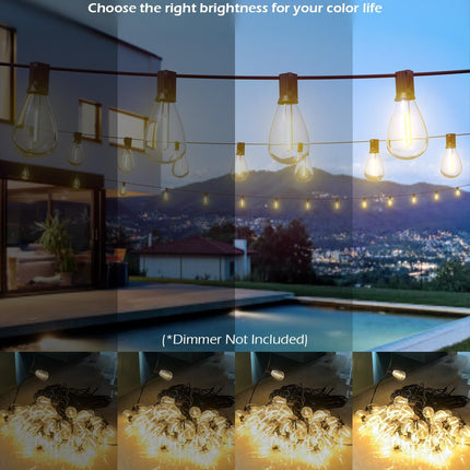 luckystyle 120FT LED Outdoor String Lights with 30+2 Edison Shatterproof Waterpr