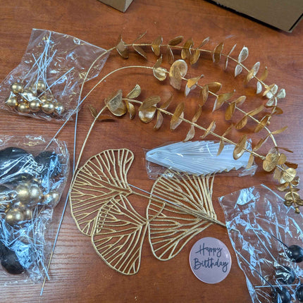 Gold color birthday party decorations leafs