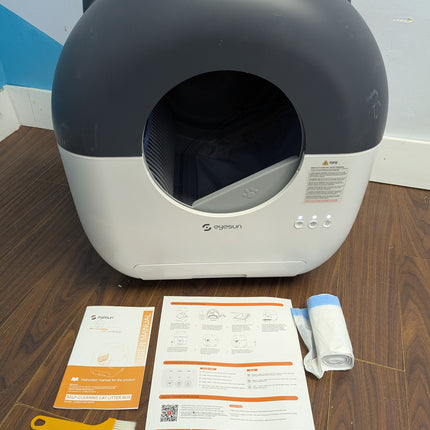 EYESUN 76L Self-Cleaning Cat Litter Box with App Control, 13L Waste Bin, Safety Sensors & Odor Control