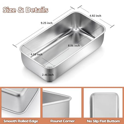 LIANYU 8 Pack 9x5 Inch Loaf Pans for Bread Baking, Stainless Steel Baking Bread