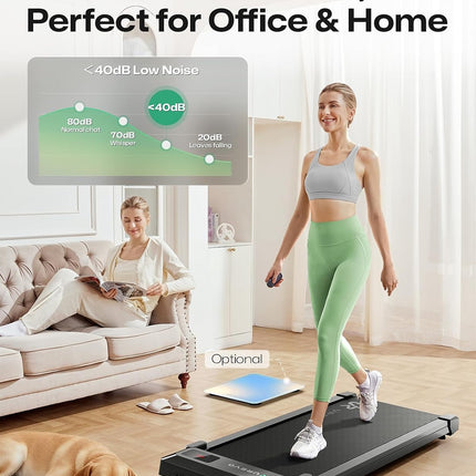 UREVO 2-in-1 Under Desk Walking Pad Treadmill, 4 MPH with 2.5 HP 40 dB Quiet Motor & App Control, 265 lb
