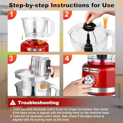 Homtone 16 Cup Food Processor – Heavy Duty Large Food Processor with 6 Preset Mo