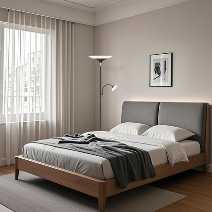 SIBRILLE 2-in-1 Torchiere Floor Lamp, 34W Dimmable Modern Standing Lamp with Gooseneck Reading Light & Magnetic Remote
