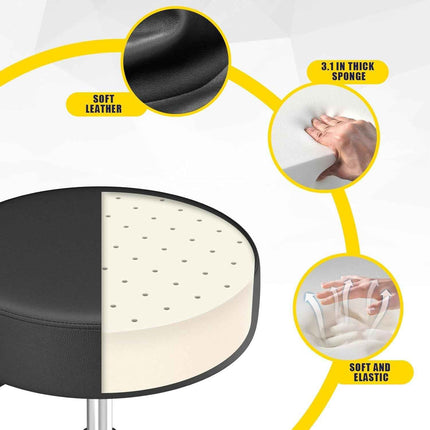 Rolling Stool with Wheels - Ultra Soft Thick Padded Seat, Compact Size, Heavy We