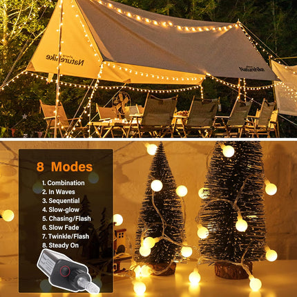 33 FT 100 LED Globe Ball String Lights, Fairy String Lights Plug in, 8 Modes wit