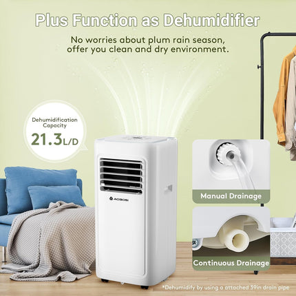 INCOMPLETE AAOBOSI 8000 BTU Portable Air Conditioner, 4-in-1 WiFi AC for Rooms up to 182 Sq Ft (Unit Only)