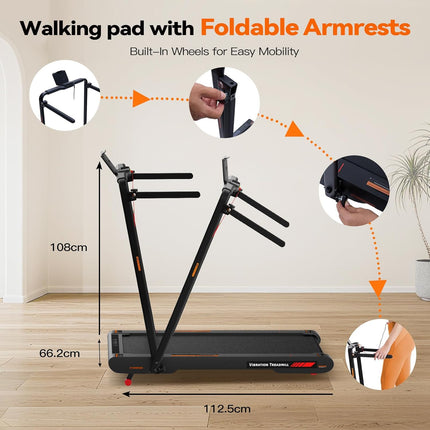Sperax 4 in 1 Foldable Walking Vibration Pad with 6% Incline,7.5 MPH Treadmills