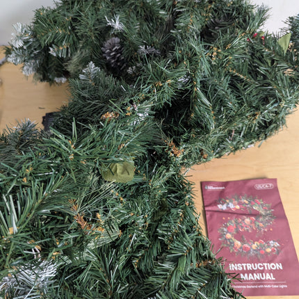 SHareconn 2Pcs 9FT Prelit Artificial Christmas Garland with Color Changing Light