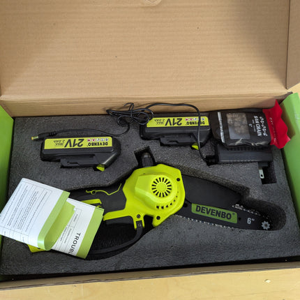 Devenbo 6 Inch Cordless Mini Chainsaw, Handheld Electric Saw