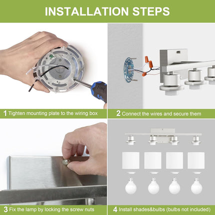 Bathroom Lights Over Mirror Brushed Nickel, Anti-Rust 4-Light Bathroom Vanity Li