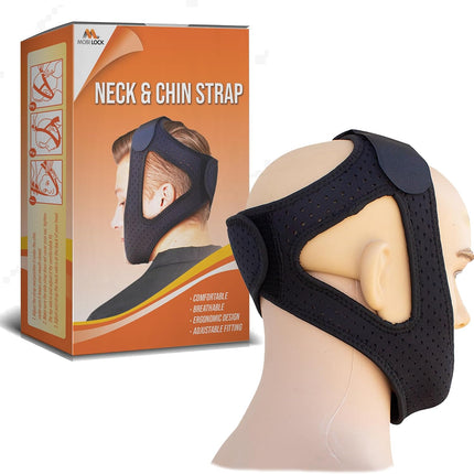 Chin & Neck Strap - Breathable Neoprene Anti-Snore Sleep Aid - Black | Double-su