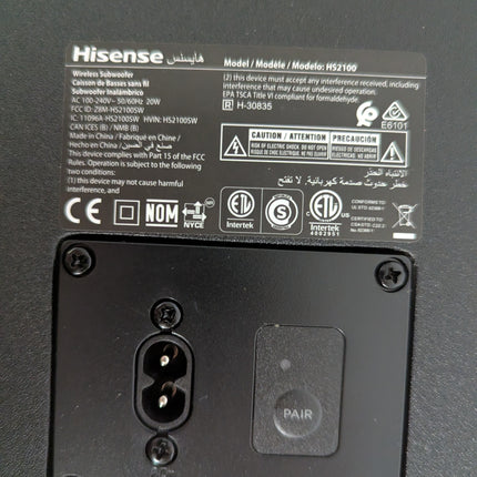 Incomplete — Hisense HS2100 2.1 Channel 240W Soundbar with Wireless Subwoofer, Dolby Audio