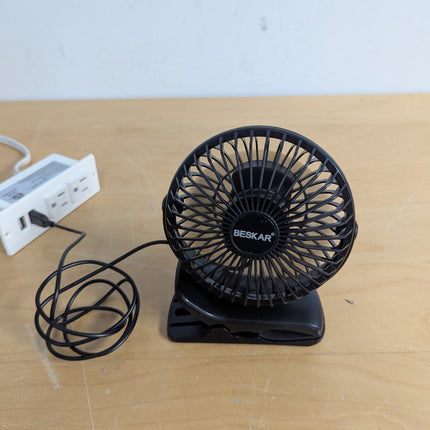 BESKAR USB Powered Clip on Fan, Portable Small Fan with Cord, 3 Speeds Strong Ai