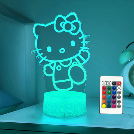 Cat Night Light Cute Night Light - Anime Charater 16 Color Change Decor Kitty La