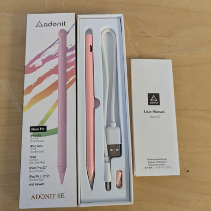 Adonit SE(Pink) Magnetically Attachable Palm Rejection Pencil for Writing/Drawin