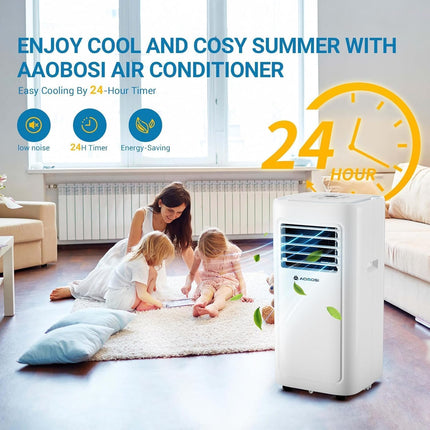 AAOBOSI 10000 BTU Portable Air Conditioner for Rooms up to 220 Sq Ft, 4-in-1 WiFi AC with Window Kit & Remote