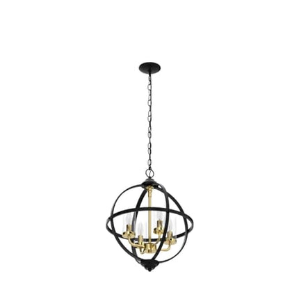 FAULTY Treekee Rustic Chandelier, 17" Black and Gold Finish Glass Cover Luxuriou
