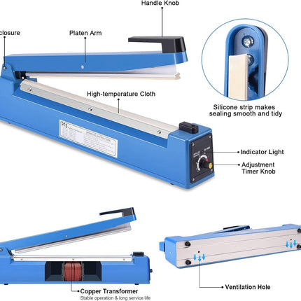 INCOMPLETE Apstour 16 inch Impulse Heat Sealer, Manual Bag Sealing Machine, 8-Level Temperature Control (Sealer Only)