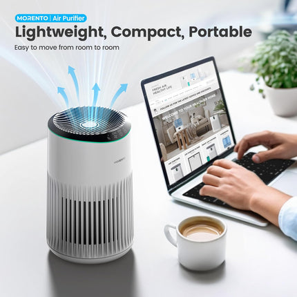 MORENTO Air Purifiers for Home, Air Purifier for Smoke Pet Dander Odors with Fra