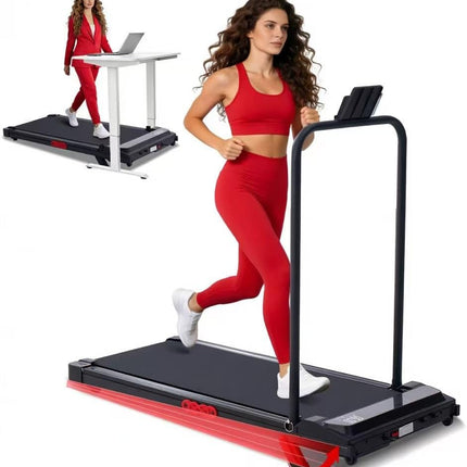 Under Desk Treadmills with Handle Bar, 3.0HP Compact Electric Walking Treadmill