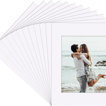 Schliersee 11x14 White Mats for 8x10 Pictures, Picture Mats with Core Bevel Cut