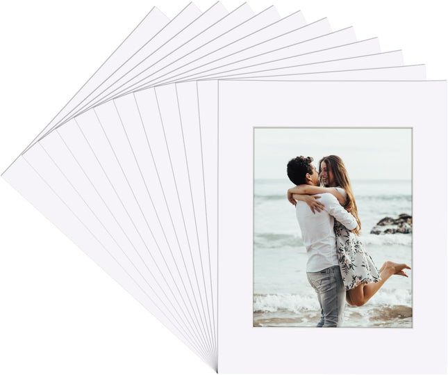 Schliersee 11x14 White Mats for 8x10 Pictures, Picture Mats with Core Bevel Cut,