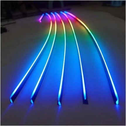 18 in 1 RGB Car Ambient Lighting Kit, Acrylic Fibre Optic Light Guide with Remote and Voice Control, Universal Interior Strips