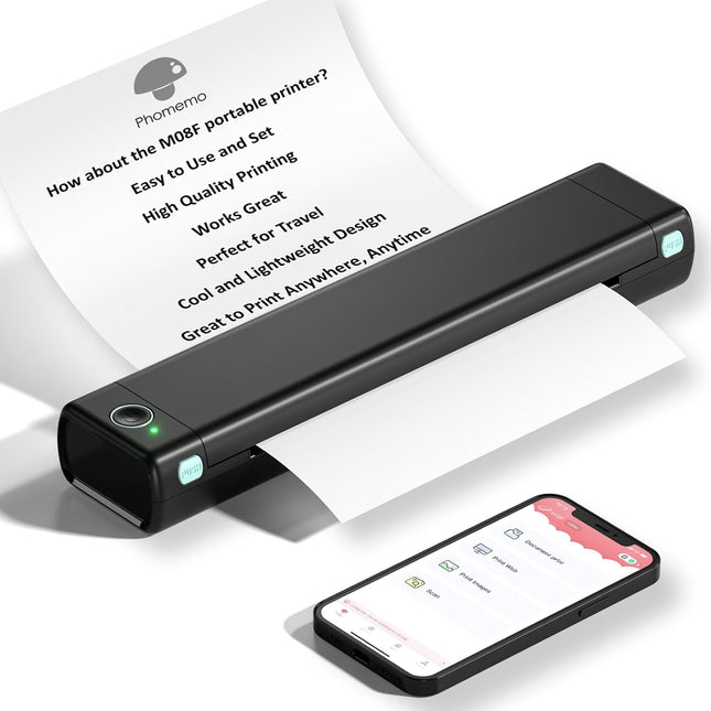Phomemo Thermal Portable Printer Wireless for Travel, M08F Mobile for Home Use B