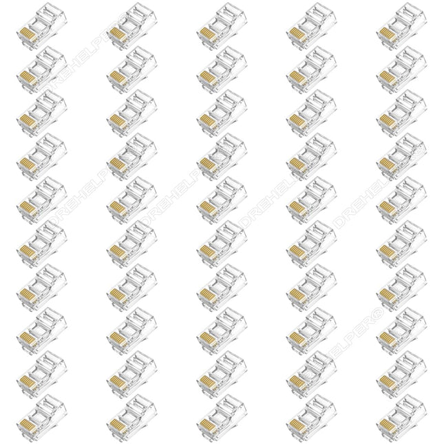 DREHELPER 50Pcs Cat6 Cat6E RJ45 Shielded Gold Plated Connectors,Gigabit Network