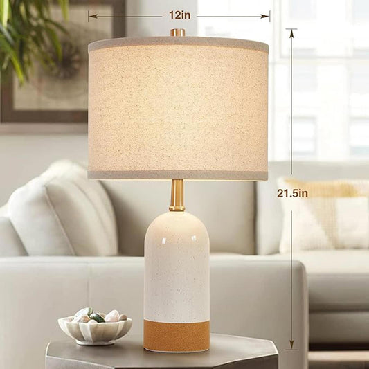 3 Color Temperature Small Table Lamp for Bedroom,Bedside Desk Reading Lamps,21.5" Nightstand Ceramic Lamp