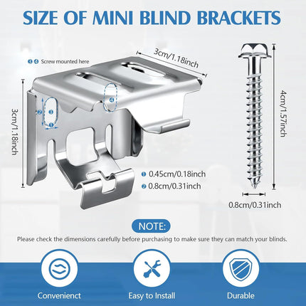 Jetec 6 Pieces Mini Blind Brackets Bracket for Window Blinds, with Screws