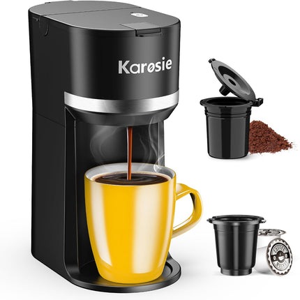 Karosie Single Serve Coffee Maker for K-Cup and Ground Coffee, Fast Brew