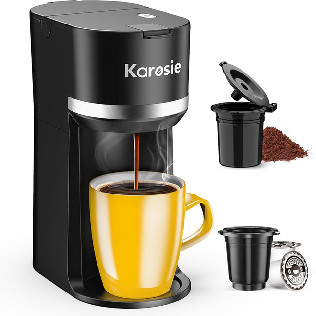 Karosie Single Serve Coffee Maker for K-Cup and Ground Coffee, Fast Brew, 6-12 o