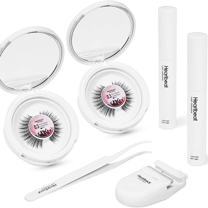 Happy Heartbeat False Lashes Natural Look Thin Band Eyelashes, Soft Wispy Cat Eye