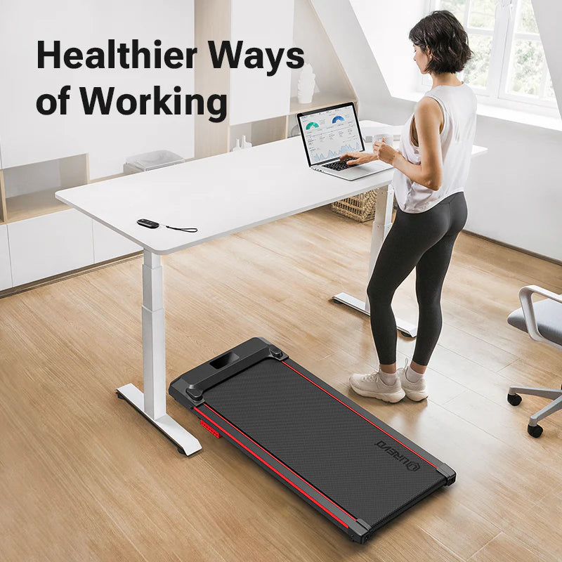 UREVO SpaceWalk E1 Walking Pad: Ultra-Slim 2.0HP Under-Desk Treadmill with Dual Shock Absorption
