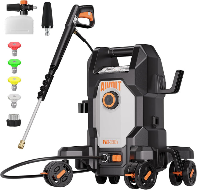 AIVOLT PWX-3200s electric pressure washer with nozzles & foam cannon