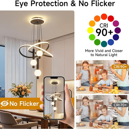 Becailyer modern LED ring chandelier over a dining table — product image