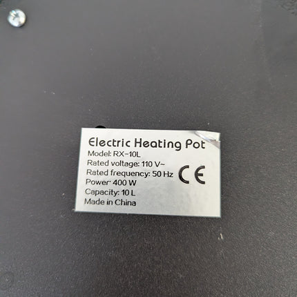 Actual unit: RX-10L rating label, 400W, 10 L