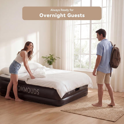 COMMOUDS queen air mattress with rechargeable pump
