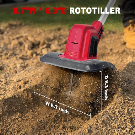Mellif 18V cordless tiller cultivator, 48 steel tines, for Milwaukee 18V batteries — product image