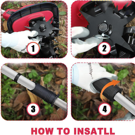 Mellif 18V cordless tiller cultivator, 48 steel tines, for Milwaukee 18V batteries — product image