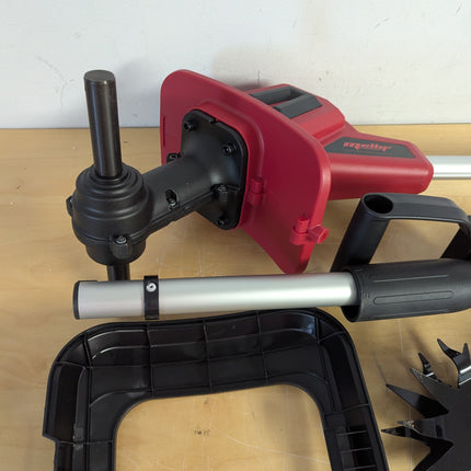 Actual unit: gearbox, motor head and guard of the Mellif 18V tiller