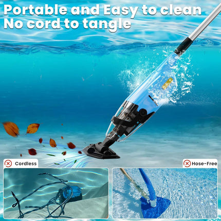 Efurden handheld rechargeable pool vacuum with telescopic pole