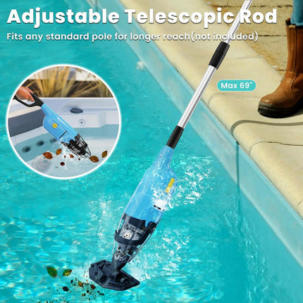 Efurden handheld rechargeable pool vacuum with telescopic pole