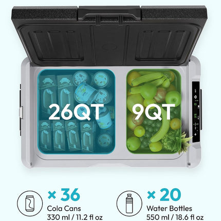 EUHOMY ZBD-35D 12V car fridge freezer, 35 quart dual zone — product image